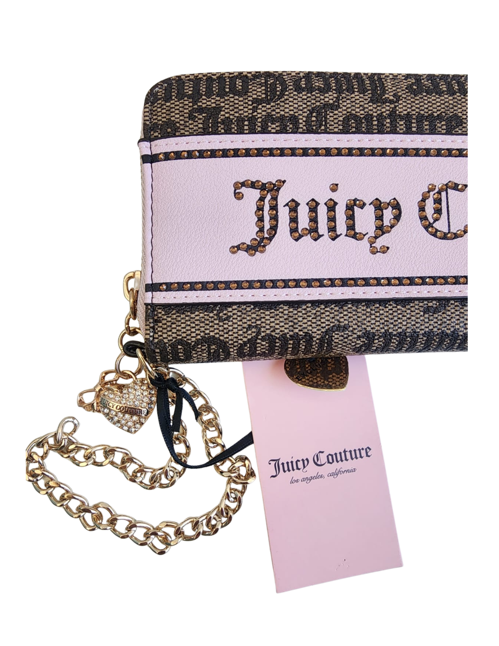 Cartera Juicy Couture Rosa Café Cierre Completo Con Cadena