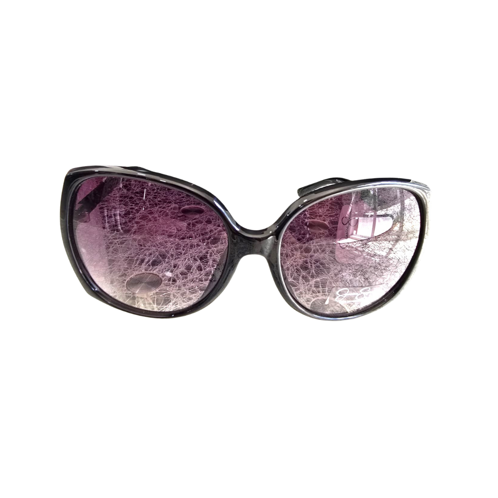 Lentes de sol oversized negros con mica morada degradada