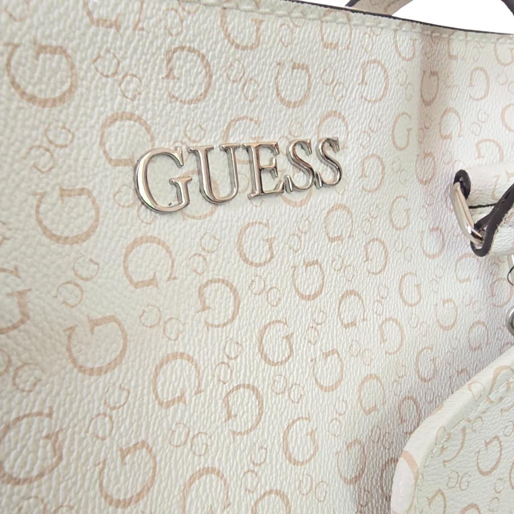 Bolsa Tote Guess Blanca con Monograma y Monedero