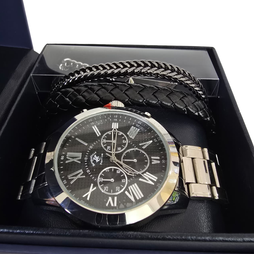 Set Beverly Hills Polo Club para Hombre con Reloj, Pulseras y Collar