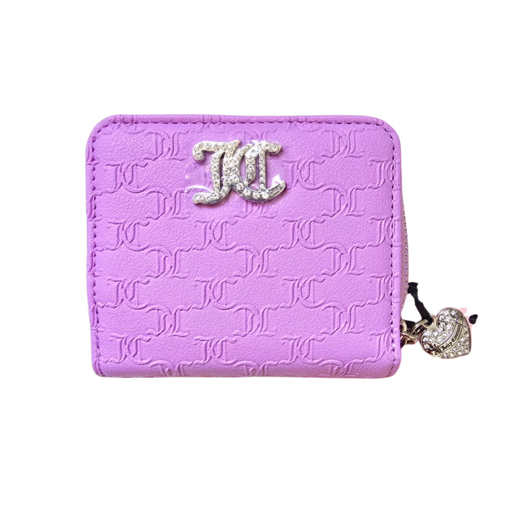 Cartera Juicy Couture Lila Compacta con Logo y Cristales