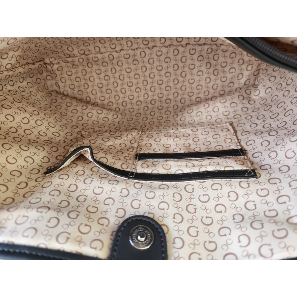 Bolsa Guess original café con monograma y asas largas  Descripción: