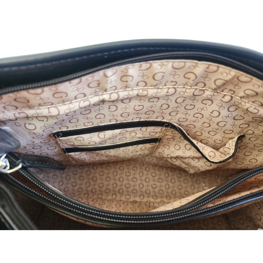 Bolsa Guess tote monograma negro con asas largas